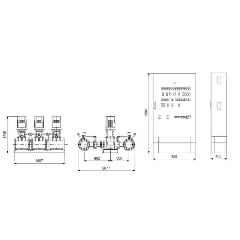 Насосная станция Grundfos HYDRO MX 2/1 CR125-3-1 (арт. 99575614)