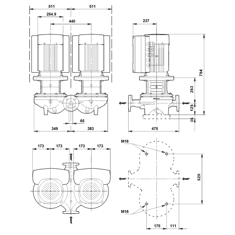 Насос Grundfos TPED 65-460/2 A-F-A-BQQE (арт. 99114615)