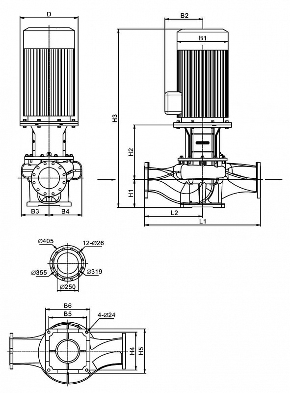 Ин-лайн насос с сухим ротором Native IPN 250/340-75,0/4 (арт. 2473169)