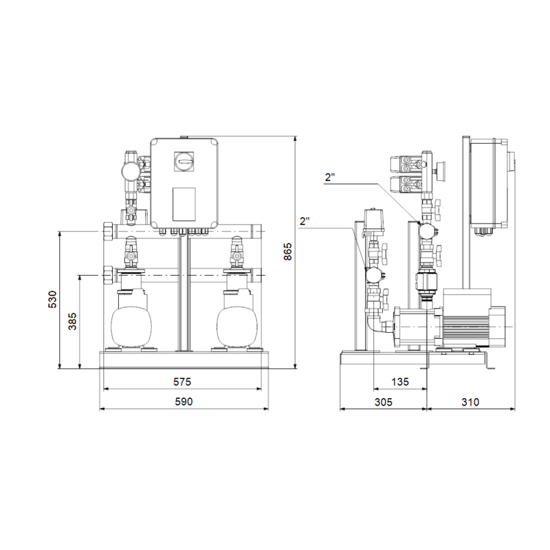 Насосная станция Grundfos HYDRO MULTI-S 2 CM5-4 (арт. 91047091)