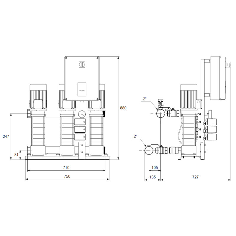 Насосная станция Grundfos HYDRO MULTI-S 3 CMV3-7 (арт. 97923560)