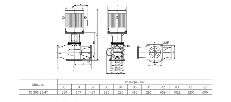 Одноступенчатый центробежный насос Wellmix TD 300-25/4Т, BQQE (арт. 22069948)