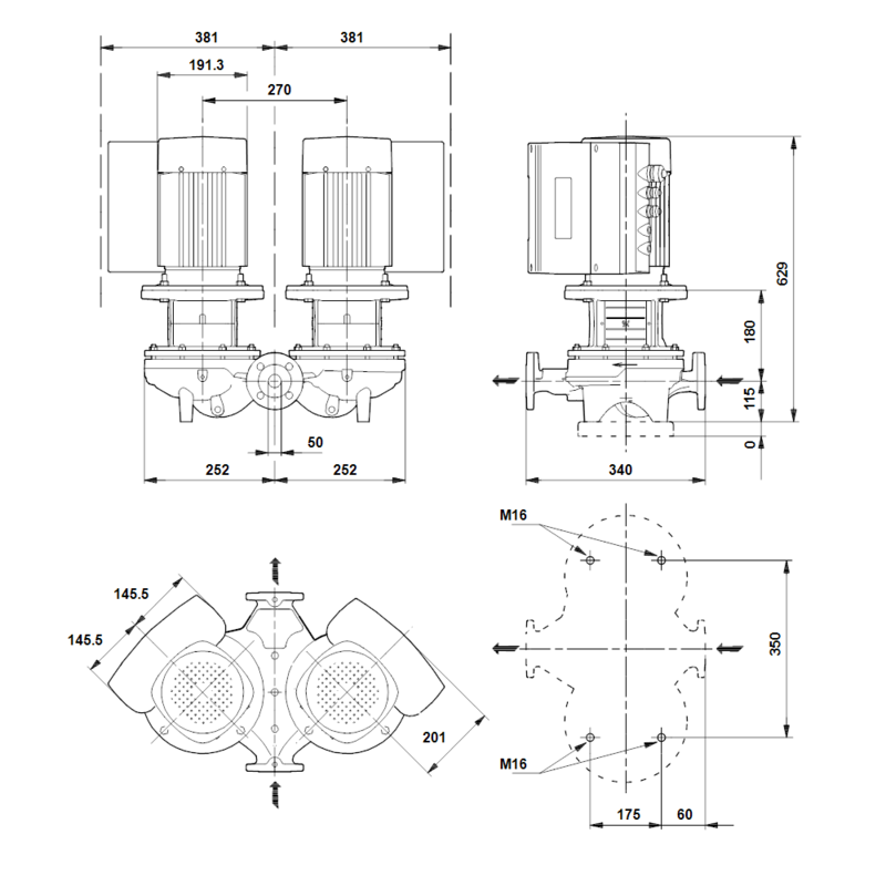 Насос Grundfos TPED 50-290/2 A-F-A-BQQE (арт. 99114606)
