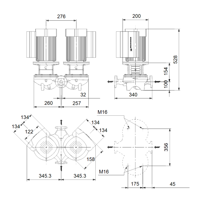 Насос Grundfos TPED 32-250/2 A-F-A-BQQE-HD1 (арт. 98112529)