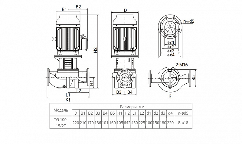 Одноступенчатый центробежный насос Wellmix TG 100-15/2T, BQQE (арт. 12019949)