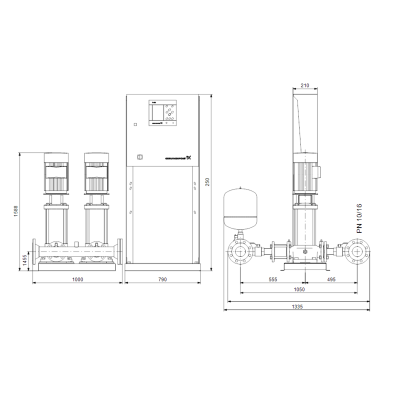 Насосная станция Grundfos HYDRO MPC-S 2 CR 64-4-2 (арт. 95044881)