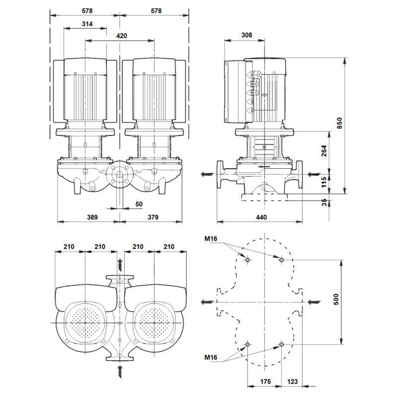 Насос Grundfos TPED 50-710/2 A-F-A-BQQE (арт. 96096500)