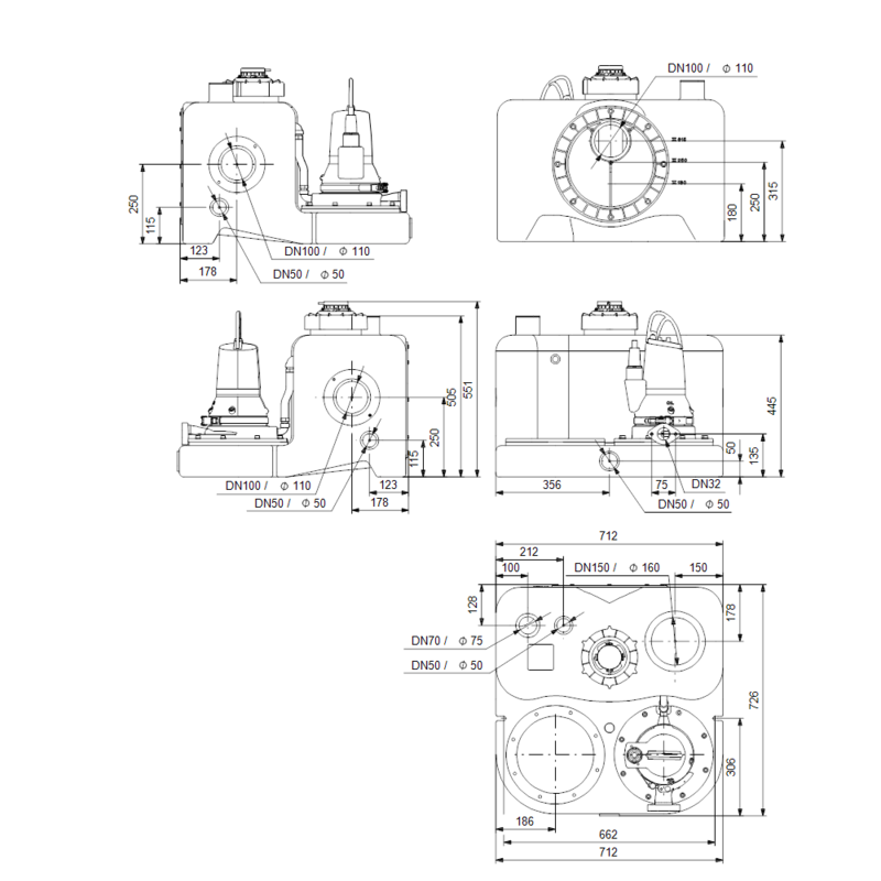 Насосная станция Grundfos MULTILIFT MOG.31.3.2 (арт. 97901132)