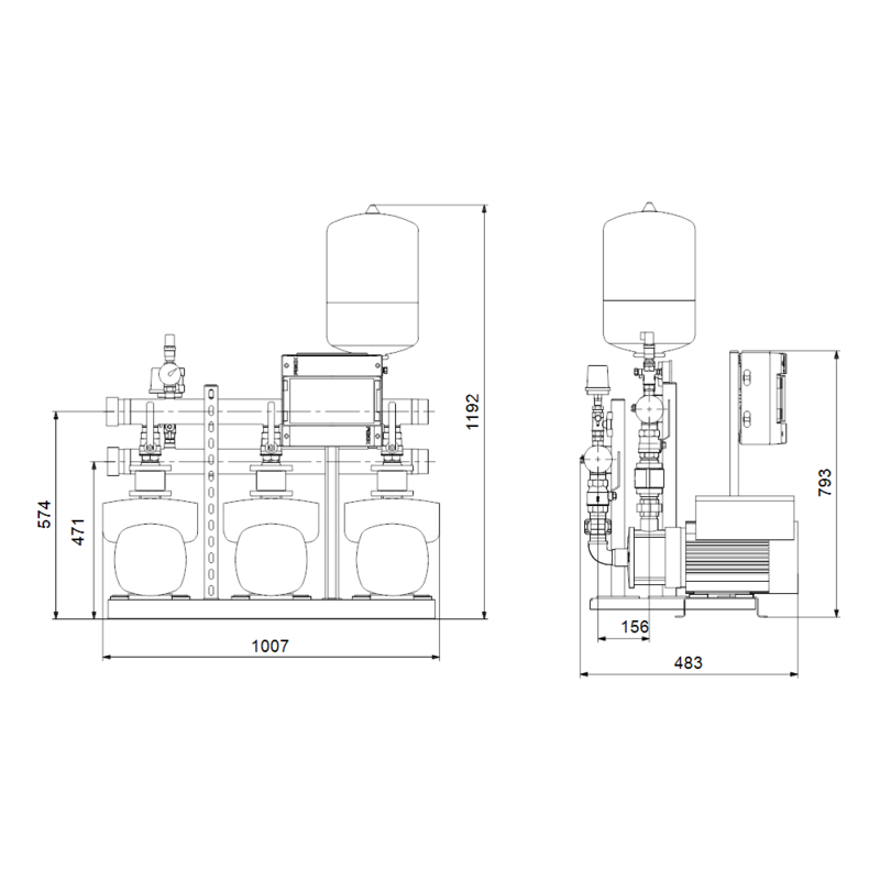 Насосная станция Grundfos HYDRO MULTI-E 3 CME10-02 (арт. 98486760)