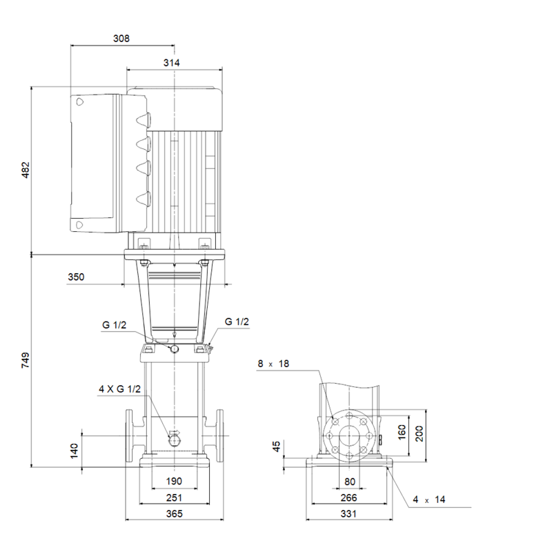 Насос Grundfos CRNE 45-2 A-F-A-E-HQQE (арт. 96123437)