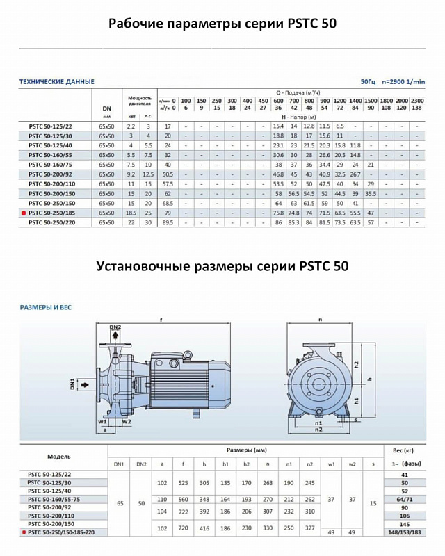 Моноблочный фланцевый насос Purity PSTC 50-250/185 (N) (арт. 100588147)