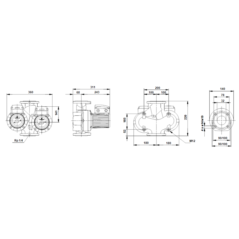 Насос Grundfos UPSD 32-120 F трехфазный без реле (арт. 96408961)