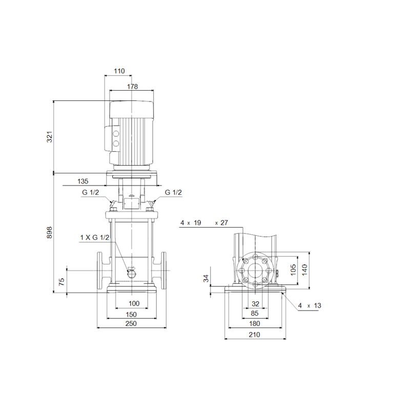 Насос Grundfos CRN 1-36 A-FGJ-A-V-HQQV (арт. 96513957)