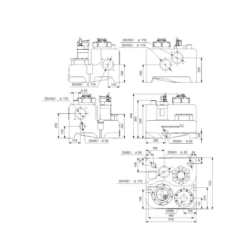 Насосная станция Grundfos MULTILIFT MSS.11.3.2 (арт. 97901061)