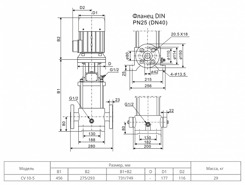 Вертикальный многоступенчатый насос Wellmix CV 10-5-0-HQCV (арт. 10019890)