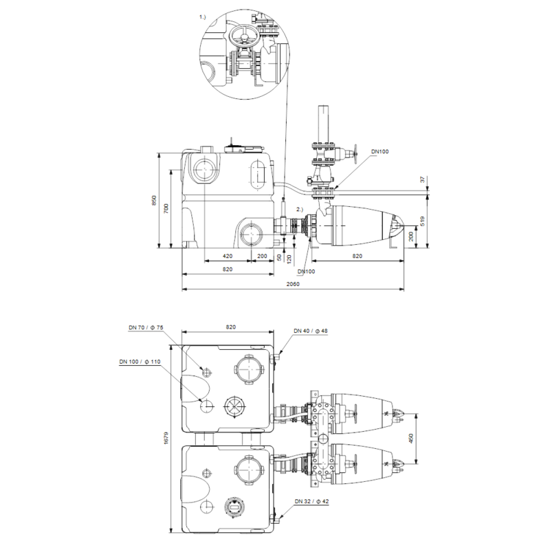 Насосная станция Grundfos MULTILIFT MD1.80.100.30.4.50D/450-2.SE (арт. 96102296)