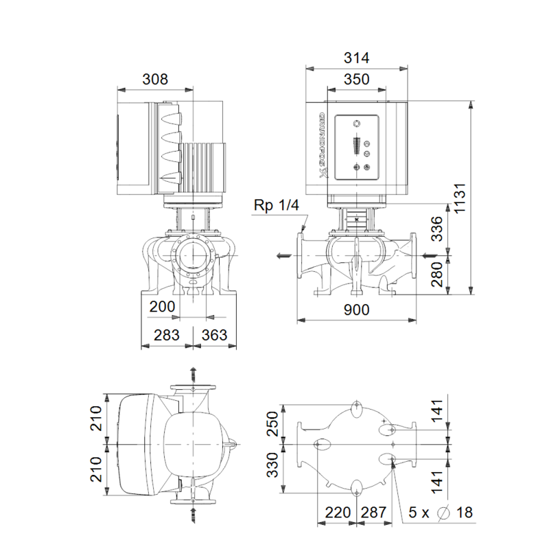 Насос Grundfos TPE 200-130/4 A-F-A-BQQE (арт. 97927474)