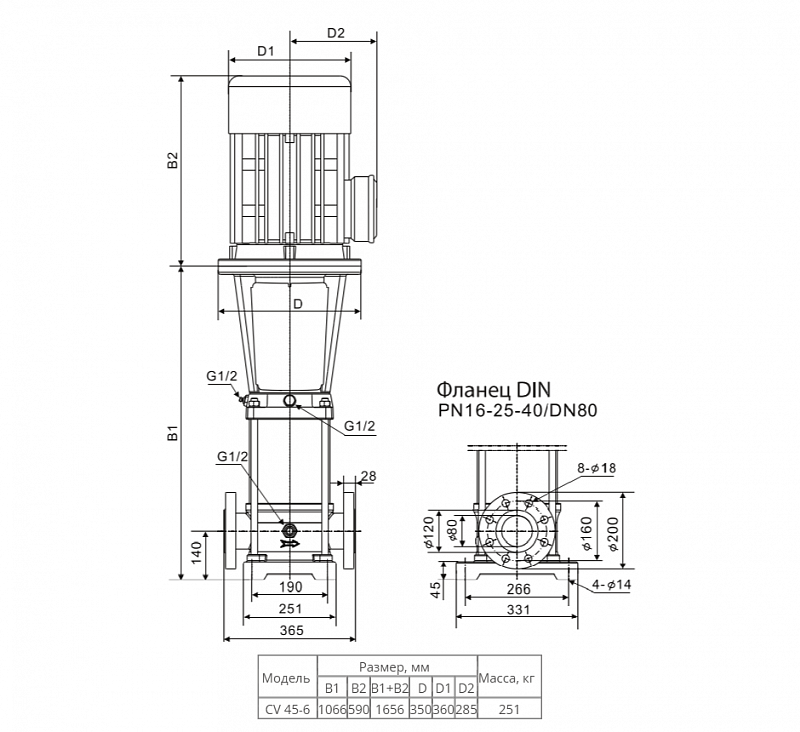 Вертикальный многоступенчатый насос Wellmix CV 45-6-0-HQCV (арт. 10019812)