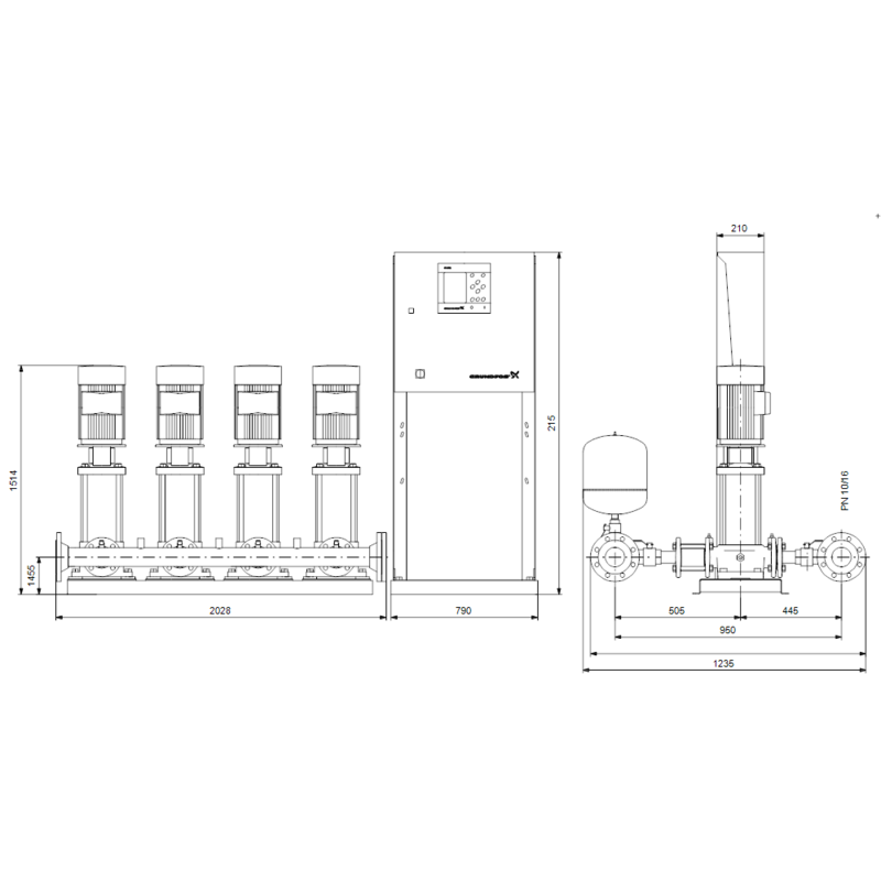 Насосная станция Grundfos HYDRO MPC-S 4 CR 32-6 (арт. 95044831)