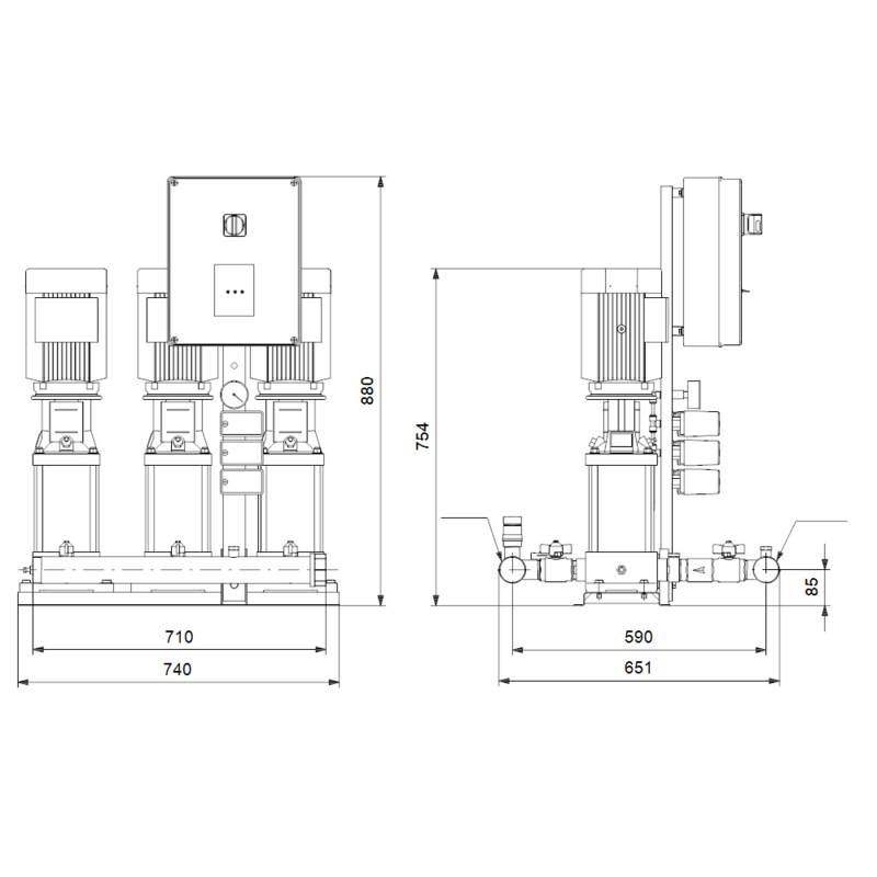 Насосная станция Grundfos HYDRO MULTI-S P 3CR5-8 1X230/50HZ,N,PE (арт. 95922939)