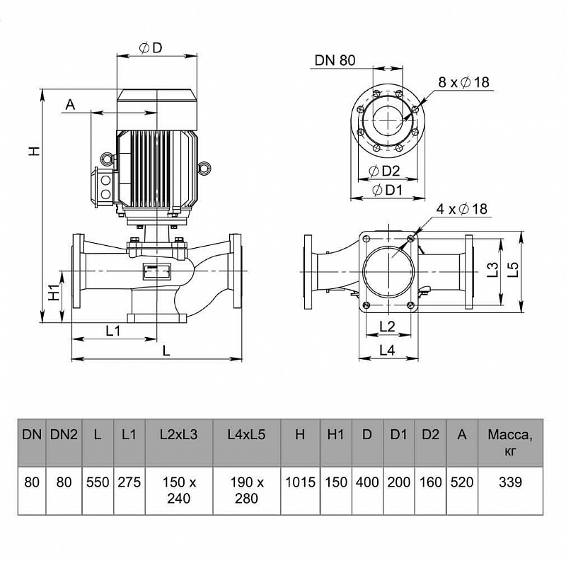 Циркуляционный насос с сухим ротором Рационал RZ-L80-135/90-37/2.3 (арт. Rz17.13590.25300.3)