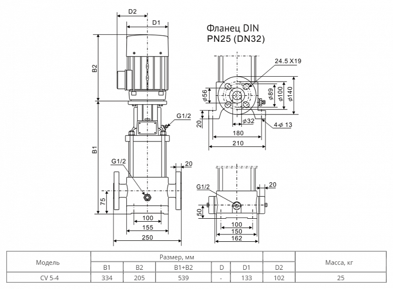 Вертикальный многоступенчатый насос Wellmix CV 5-4-0-HQCV (арт. 10019915)