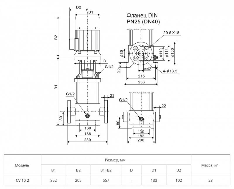 Вертикальный многоступенчатый насос Wellmix CV 10-2-0-HQCV (арт. 10019893)