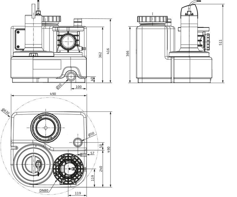 Насосная станция Wilo DRAINLIFT SANI-S.11T/1 (арт. 2549901)