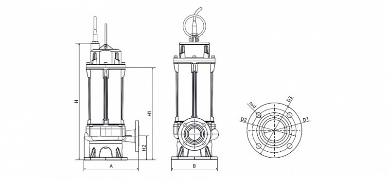 Погружной канализационный насос Wellmix 150WQ2-200-80-132/4_380V (арт. 19119857)