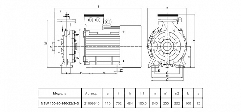 Консольный насос Wellmix NKW 80-65-315-75/2-380-G-BQQE (арт. 26069968)